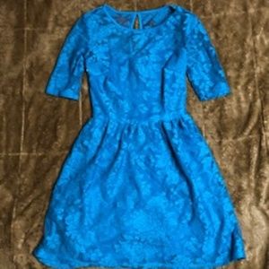 Teal Lace Flare Dress